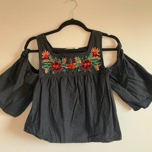 Embellished Zara Cold Shoulder Top